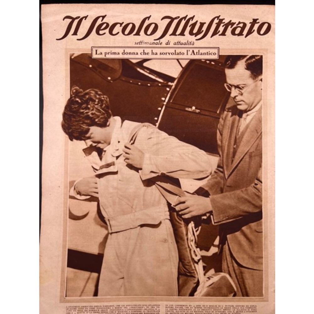 1932 Italian Charles Lindbergh and Amelia Earhart Magazine Aviation Pilot
